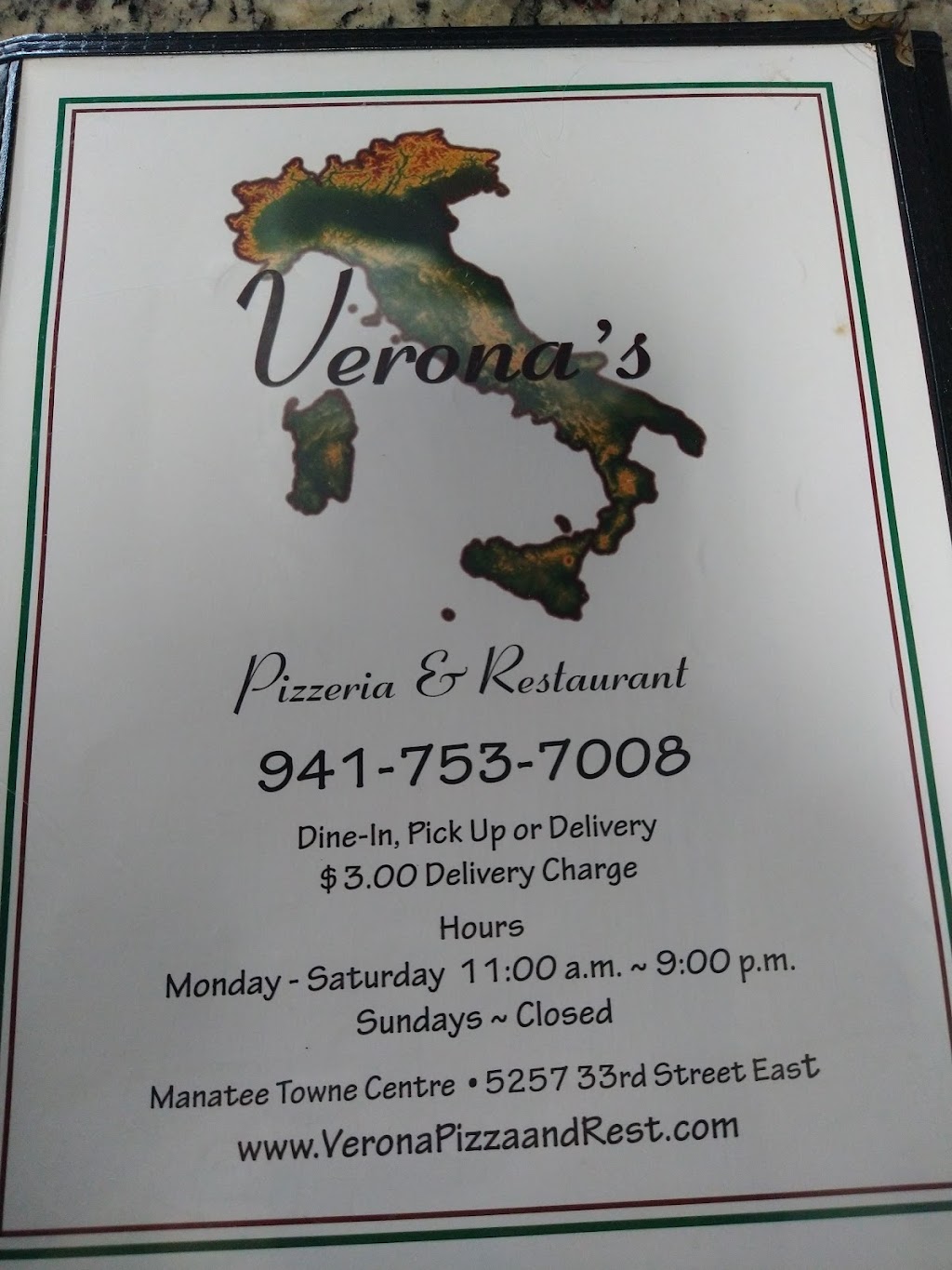 Verona Pizza & Italian Restaurant | 5257 33rd St E, Bradenton, FL 34203, USA | Phone: (941) 753-7008