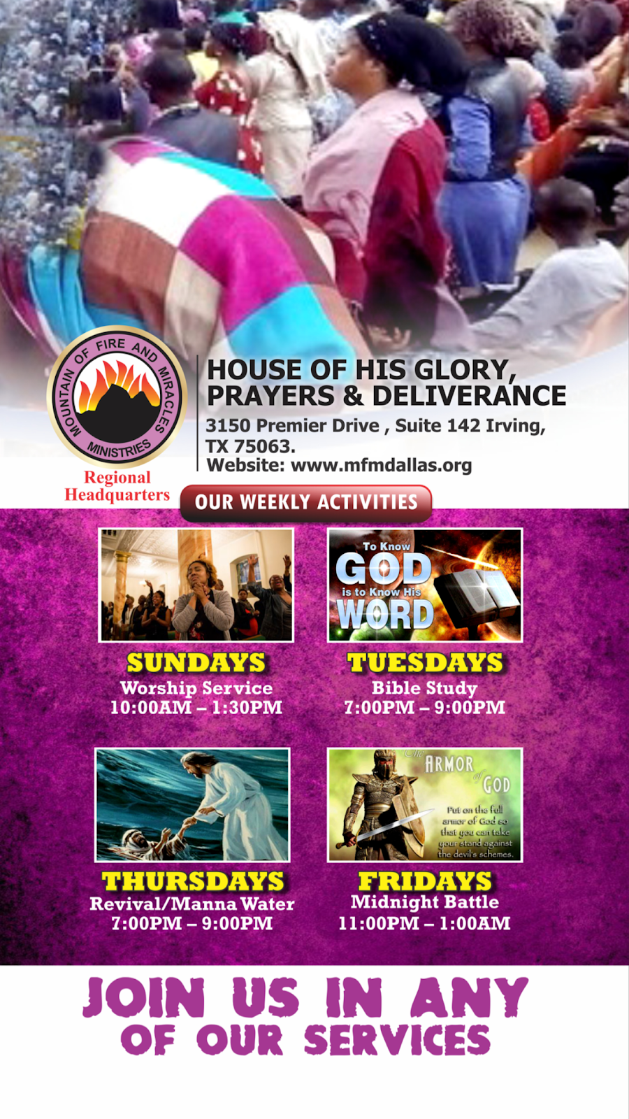 Mountain Of Fire & Miracles Ministries Irving Texas | 3150 Premier Dr #142, Irving, TX 75063, USA | Phone: (240) 487-8852