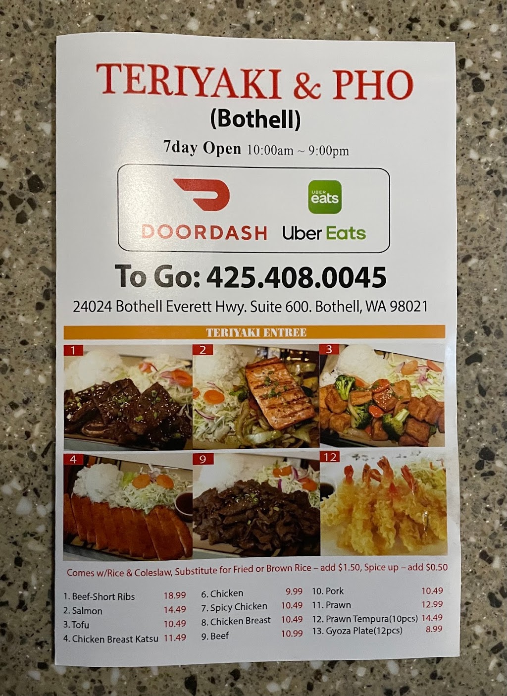 Teriyaki & Pho | 24024 Bothell Everett Hwy, Bothell, WA 98021, USA | Phone: (425) 408-0045