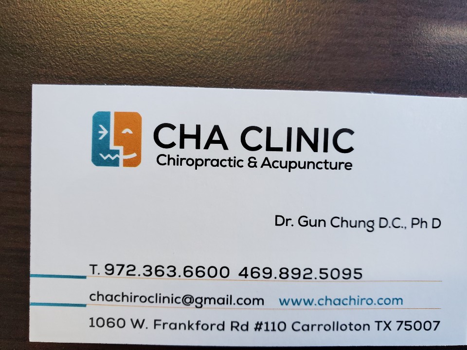 CHA Clinic - Chiropractic & Acupuncture | 1060 W Frankford Rd suite 110, Carrollton, TX 75007, USA | Phone: (972) 363-6600