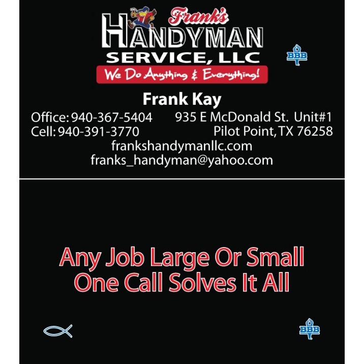 Franks Handyman Service, LLC. | 935 E McDonald Dr Ste. #1, Pilot Point, TX 76258, USA | Phone: (940) 367-5404
