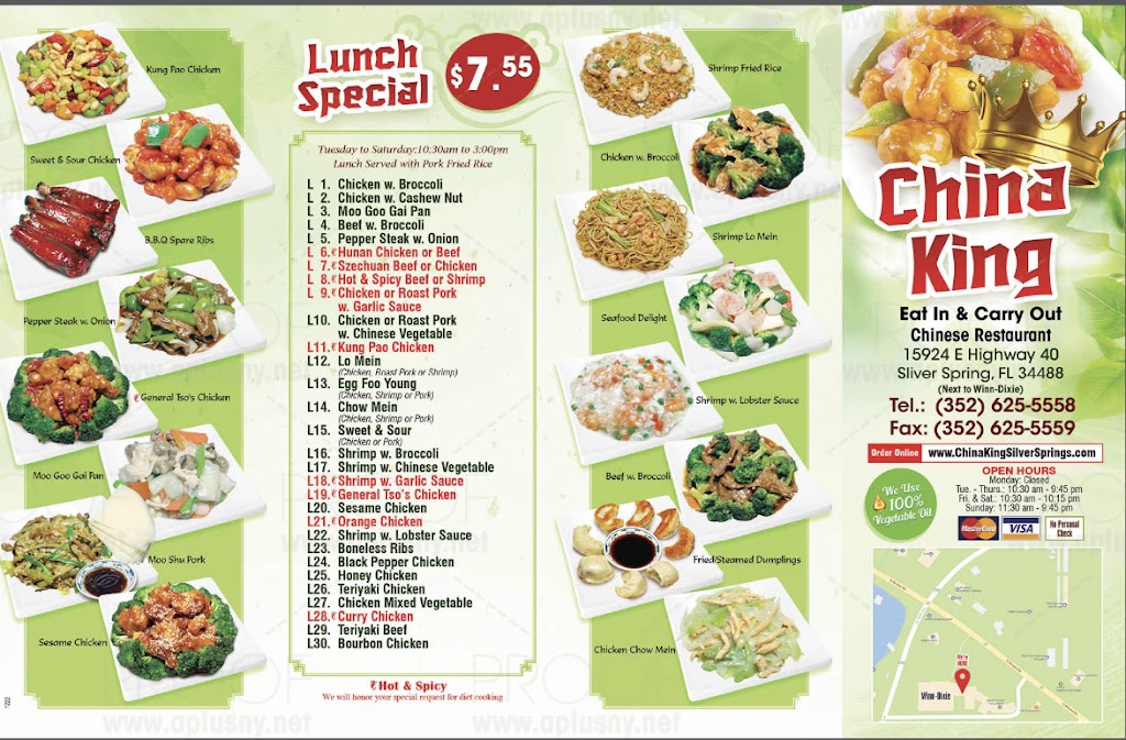 China King | 15924 FL-40, Silver Springs, FL 34488, USA | Phone: (352) 625-5558