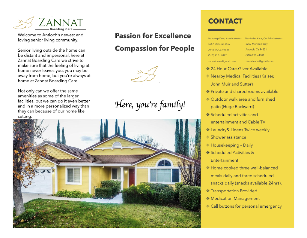 Zannat Boarding Care | 5257 Mohican Way, Antioch, CA 94531, USA | Phone: (510) 322-1783