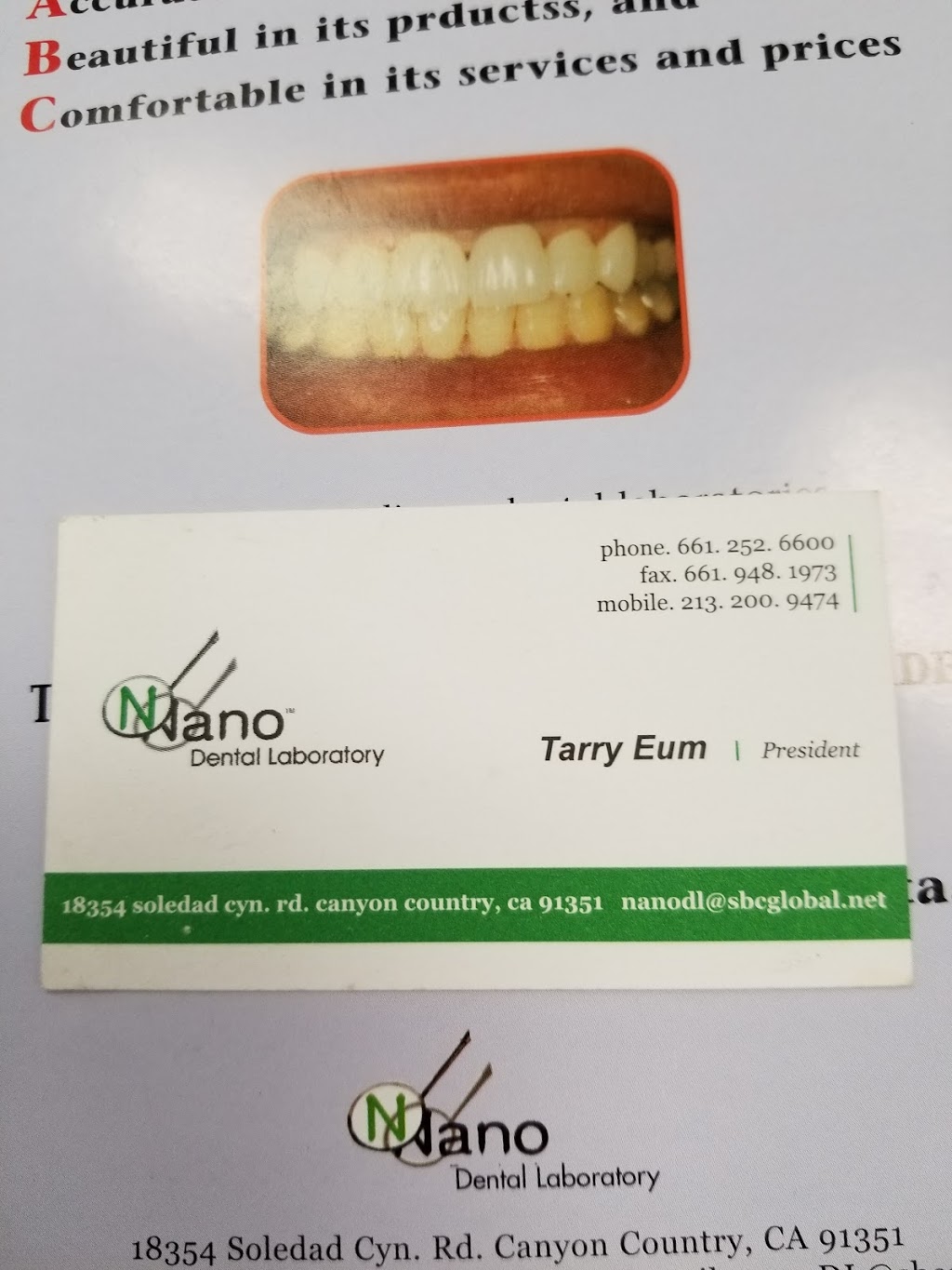 Nano Dental Laboratory | 18354 Soledad Canyon Rd, Canyon Country, CA 91387, USA | Phone: (661) 252-6600