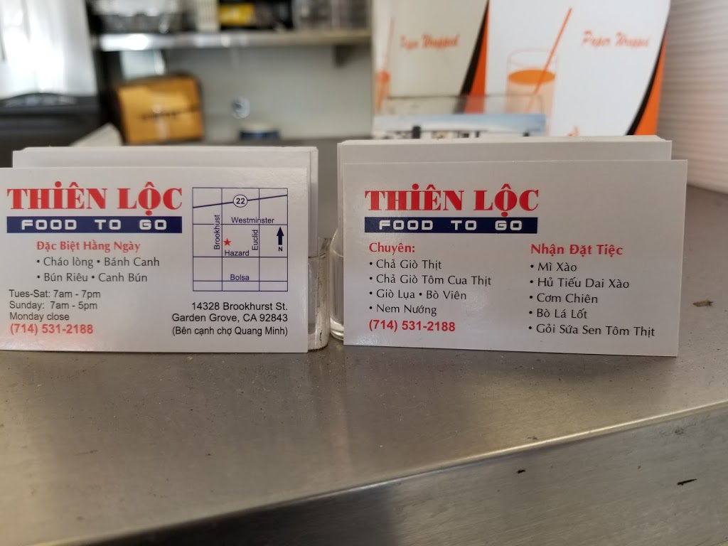 Thien Loc Food To Go | 14328 Brookhurst St, Garden Grove, CA 92843 | Phone: (714) 531-2188