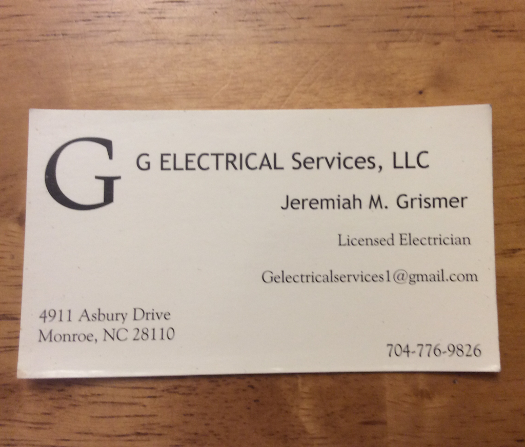 G Electrical Services, LLC | 4911 Asbury Dr, Monroe, NC 28110, USA | Phone: (704) 776-9826