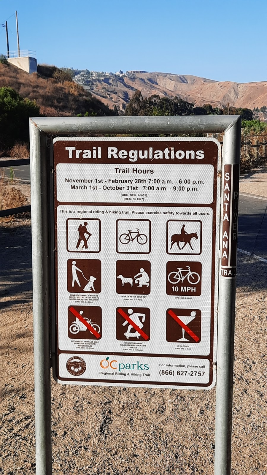 Santa Ana River Trail- mile marker fifteen | Santa Ana River Trail Bikeway, Orange, CA 92865, USA | Phone: (866) 627-2757