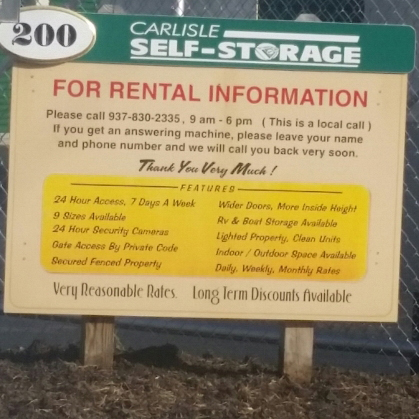 Carlisle Self-Storage | 200 Commercial Way, Franklin, OH 45005, USA | Phone: (937) 830-2335