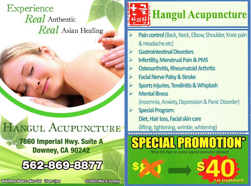 Hangul Acupuncture | 7860 Imperial Hwy. A, Downey, CA 90242, USA | Phone: (562) 869-8877