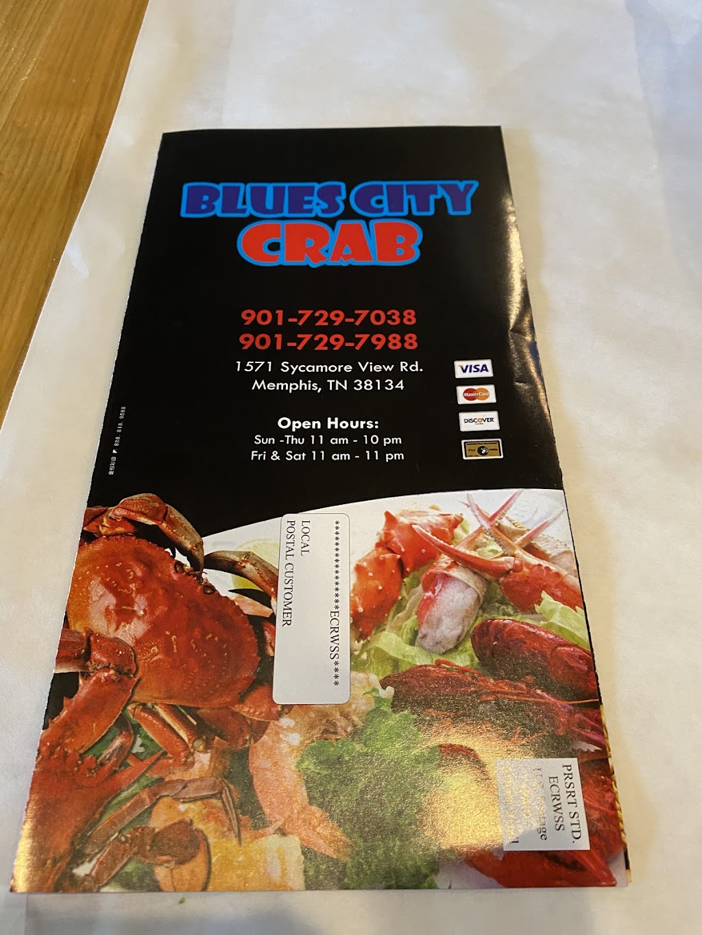 Blues City Crab | 1571 Sycamore View Rd, Memphis, TN 38134, USA | Phone: (901) 729-7988