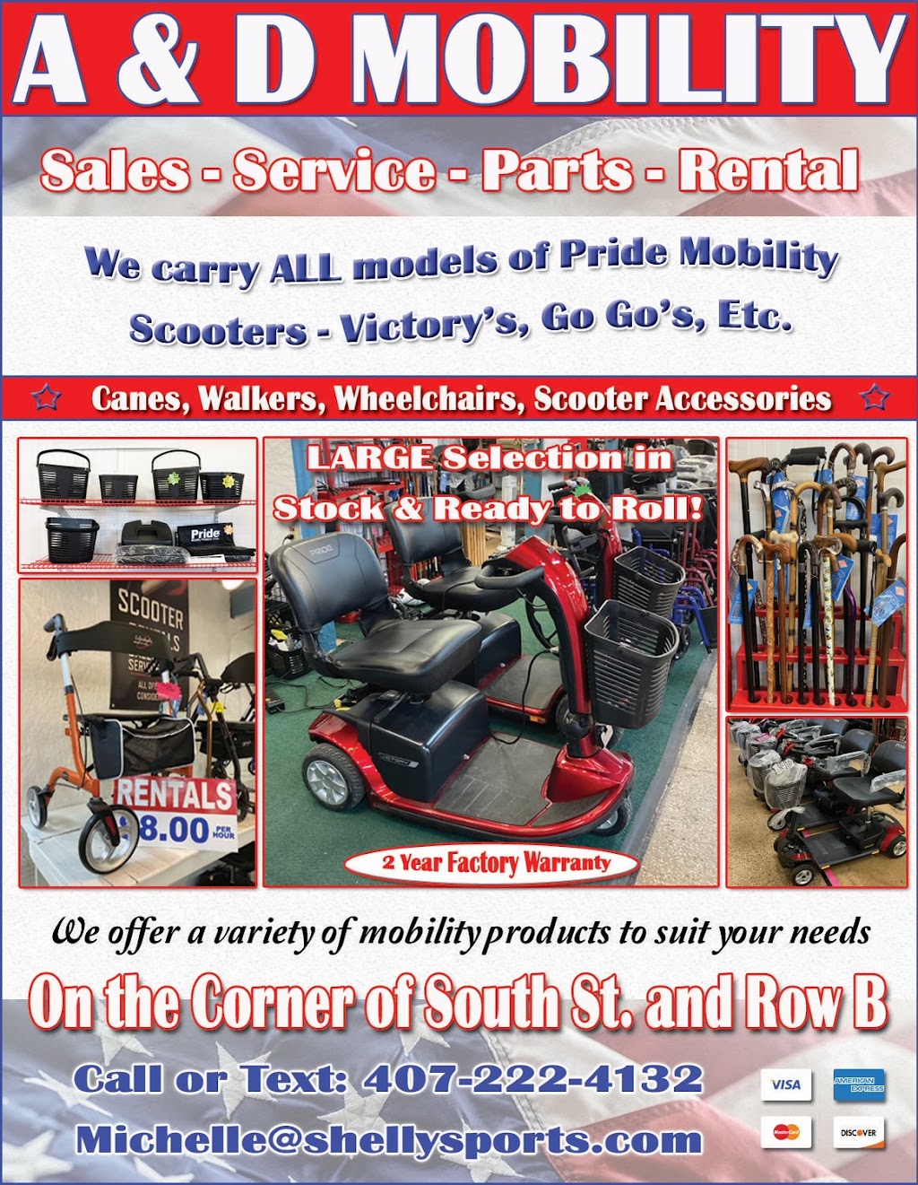 A & D Mobility | 1425 Tomoka Farms Rd, Daytona Beach, FL 32124, USA | Phone: (407) 222-4132