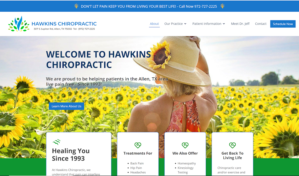 Hawkins Chiropractic | 307 S Jupiter Rd Suite 100, Allen, TX 75002, USA | Phone: (972) 727-2225