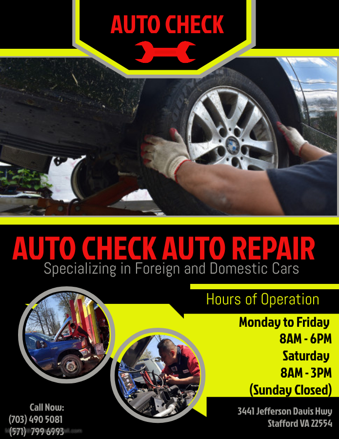 Auto Check Auto Repair | 3441 Richmond Hwy, Stafford, VA 22554, USA | Phone: (703) 490-5081