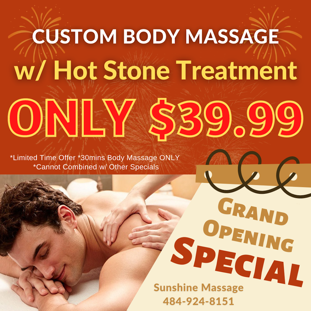 Sunshine Massage - Grand Opening NOW! | 582 Bridge St, Phoenixville, PA 19460 | Phone: (484) 924-8151