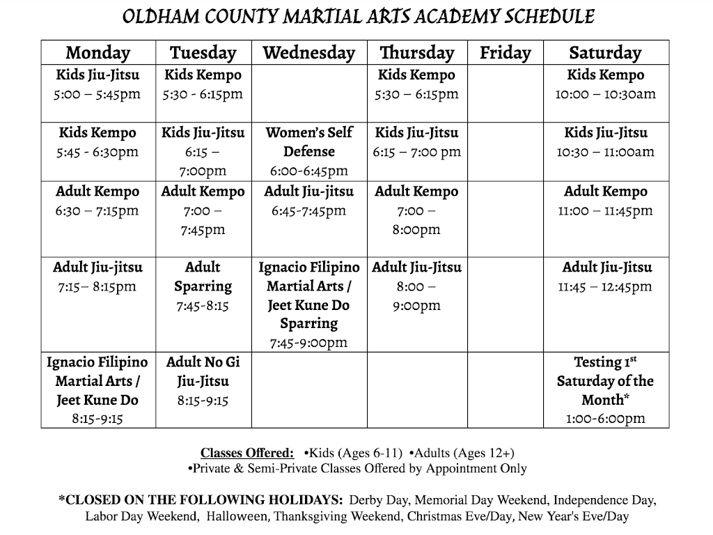 Oldham County Martial Arts Academy | 4217 W, KY-146, La Grange, KY 40031, USA | Phone: (502) 492-0805