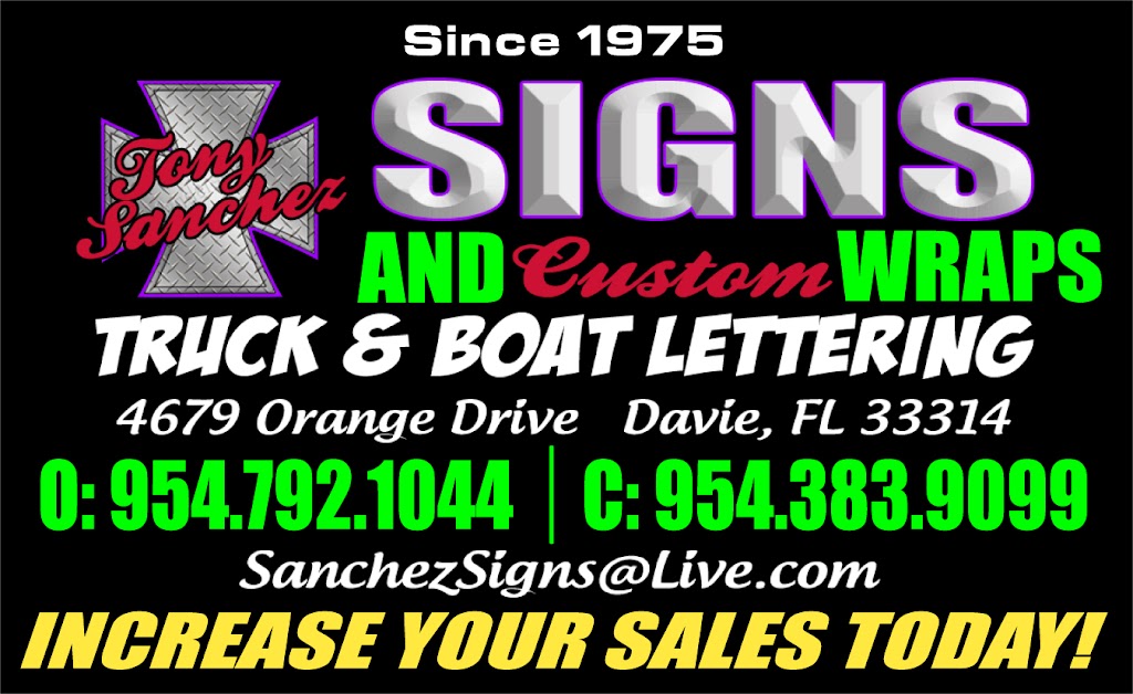 Tony Sanchez Signs & Wraps / American Art Signs & Wraps | 4679 Orange Dr, Davie, FL 33314, USA | Phone: (954) 792-1044