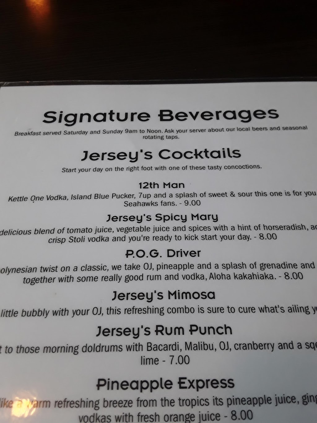 Jerseys Great Food & Spirits | 1125 N 152nd St, Shoreline, WA 98133, USA | Phone: (206) 546-4054