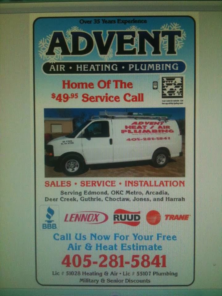 Advent Heat Air & Plumbing | 16365 NE 23rd St, Choctaw, OK 73020, USA | Phone: (405) 281-5841