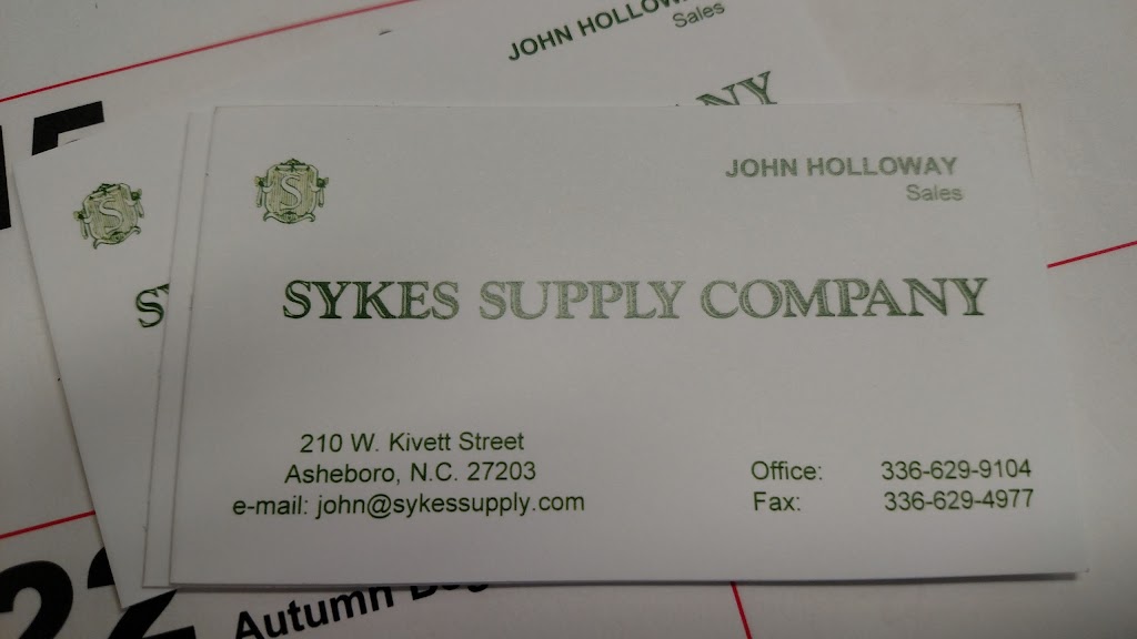 Sykes Supply Company | 210 W Kivett St, Asheboro, NC 27203, USA | Phone: (336) 629-9104