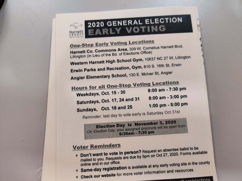 Harnett County Board of Elections | 308 W Duncan St, Lillington, NC 27546, USA | Phone: (910) 893-7553