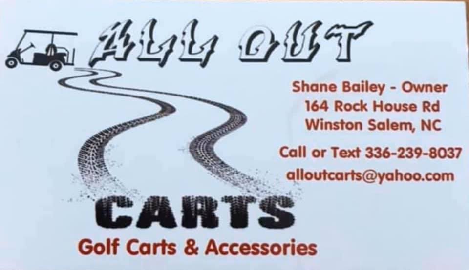All Out Carts | 164 Rock House Rd, Winston-Salem, NC 27127, USA | Phone: (336) 239-8037