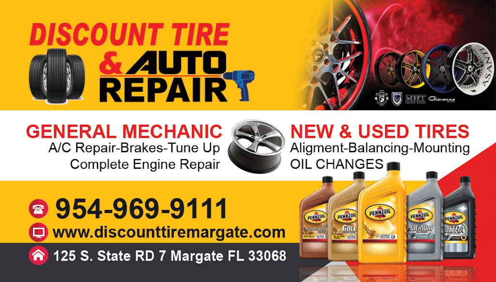 Discount Tire & Auto Repair | 125 S State Rd 7, Margate, FL 33068, USA | Phone: (954) 969-9111