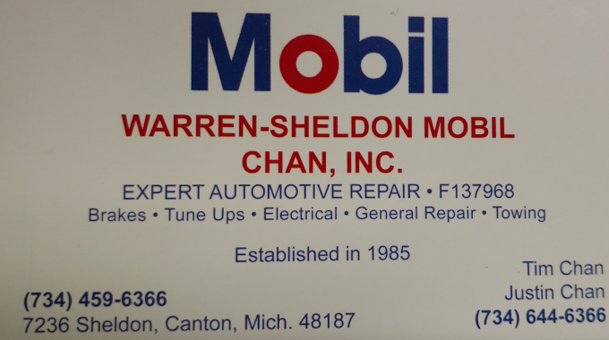 Warren Sheldon Mobil Auto Repair | 7236 Sheldon Rd, Canton, MI 48187, USA | Phone: (734) 459-6366