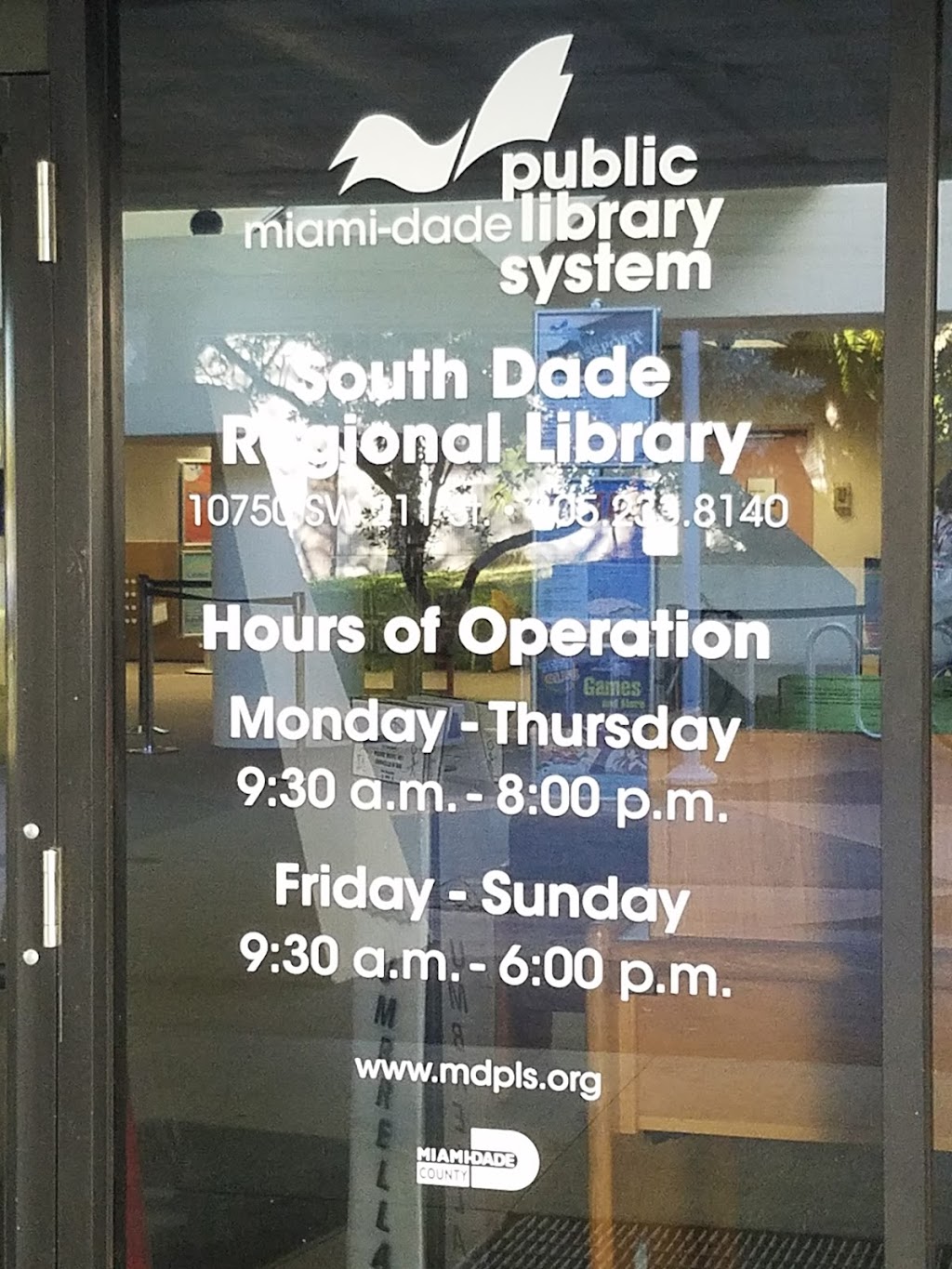South Dade Regional Library | 10750 SW 211 St, Cutler Bay, FL 33189 | Phone: (305) 233-8140