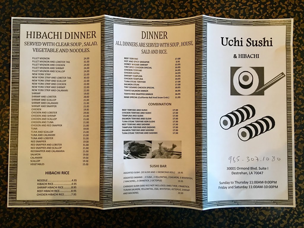 Uchi Sushi | 3001 Ormond Blvd i, Destrehan, LA 70047 | Phone: (985) 307-1080
