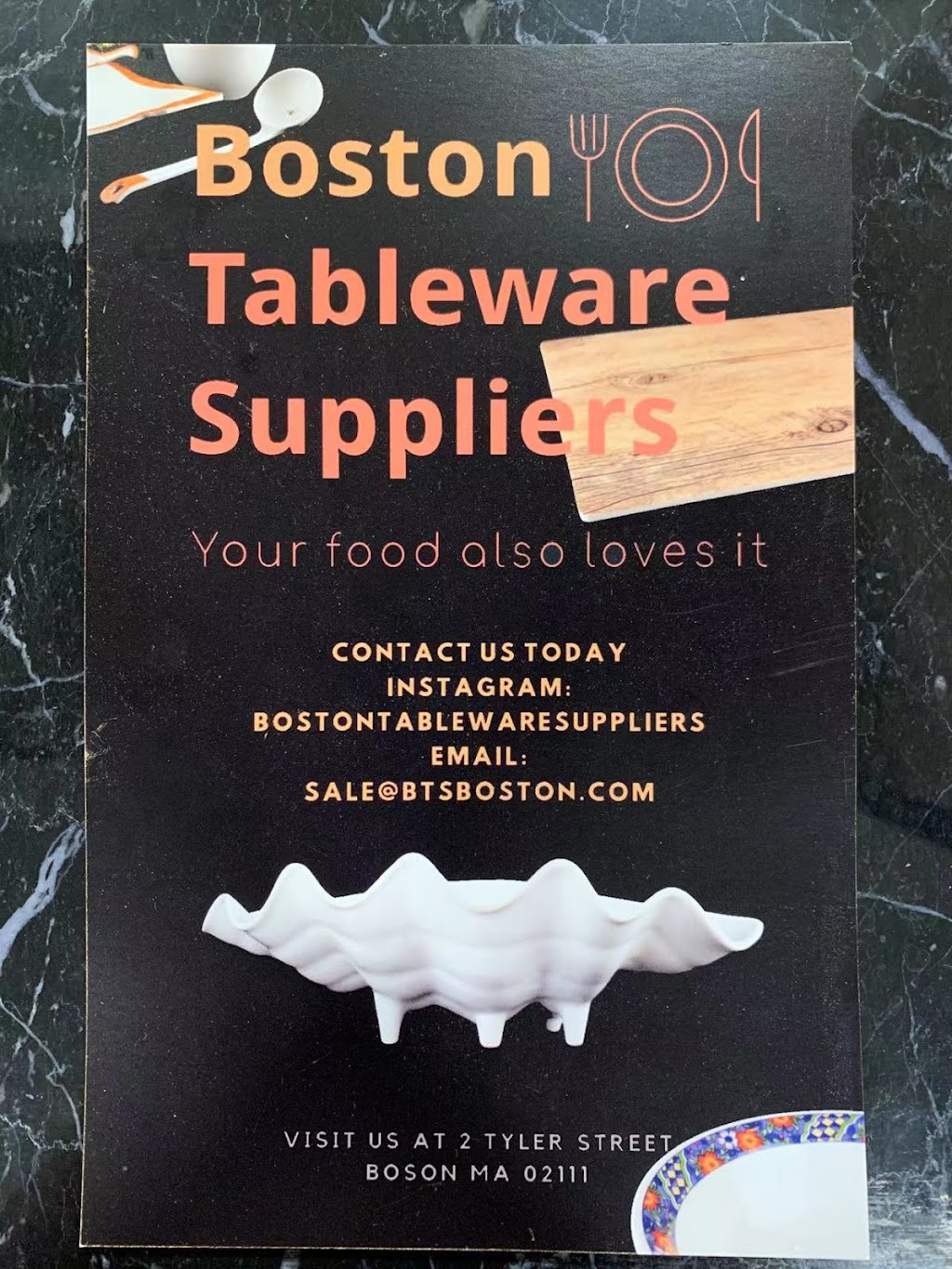 Boston Tableware Suppliers | 2 Tyler St Floor 2, Boston, MA 02111, USA | Phone: (617) 840-2628