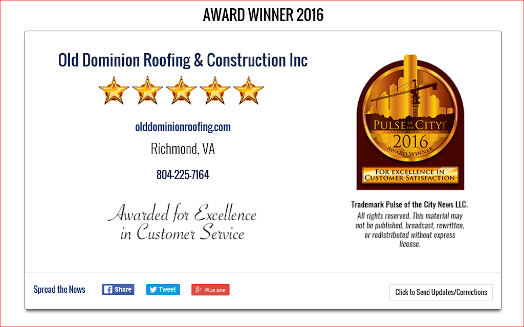 Old Dominion Roofing & Construction Inc | 3709 Goodell Rd, Richmond, VA 23223, USA | Phone: (804) 225-7164