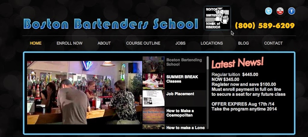 Boston Bartenders School | 142 Main St Suite, Nashua, NH 03060, USA | Phone: (800) 589-6209