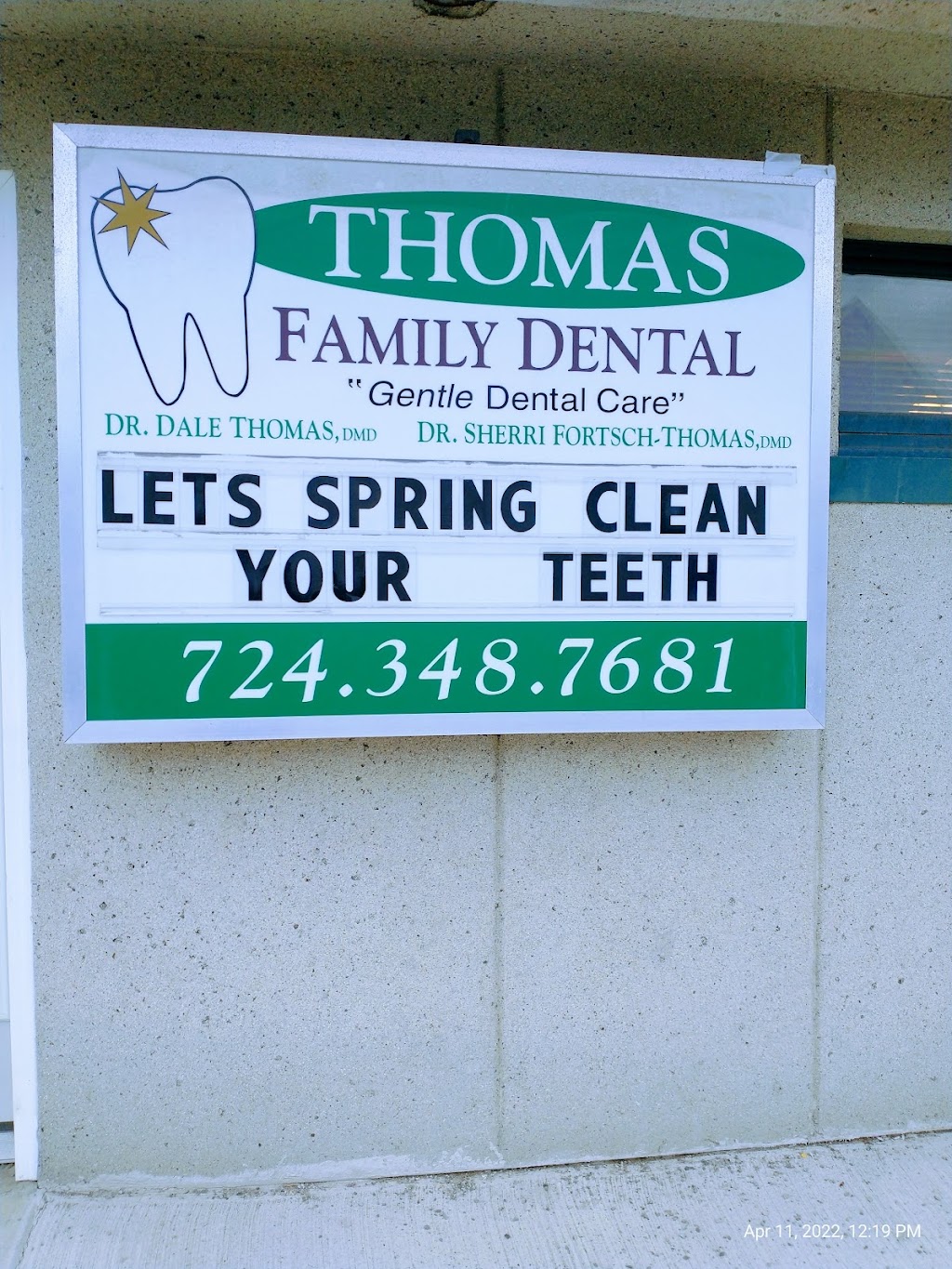Thomas Family Dental | 3506 Washington Ave, Finleyville, PA 15332, USA | Phone: (724) 348-7681