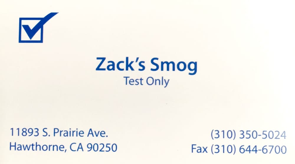 Zacks Smog | 11893 Prairie Ave, Hawthorne, CA 90250, USA | Phone: (310) 350-5024