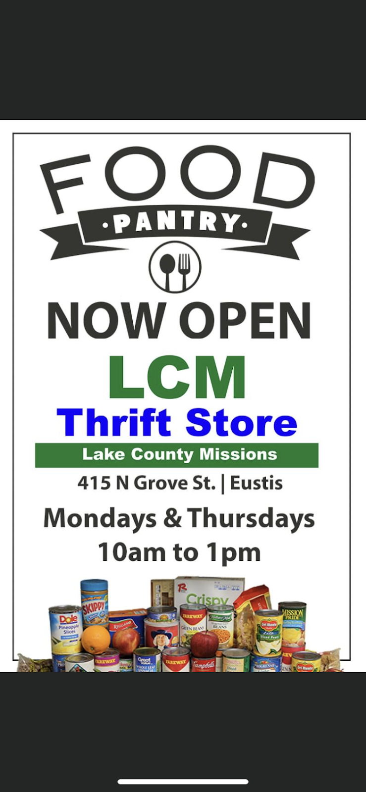 Lake County Missions Thrift Store | 415 N Grove St, Eustis, FL 32726 | Phone: (352) 357-7201