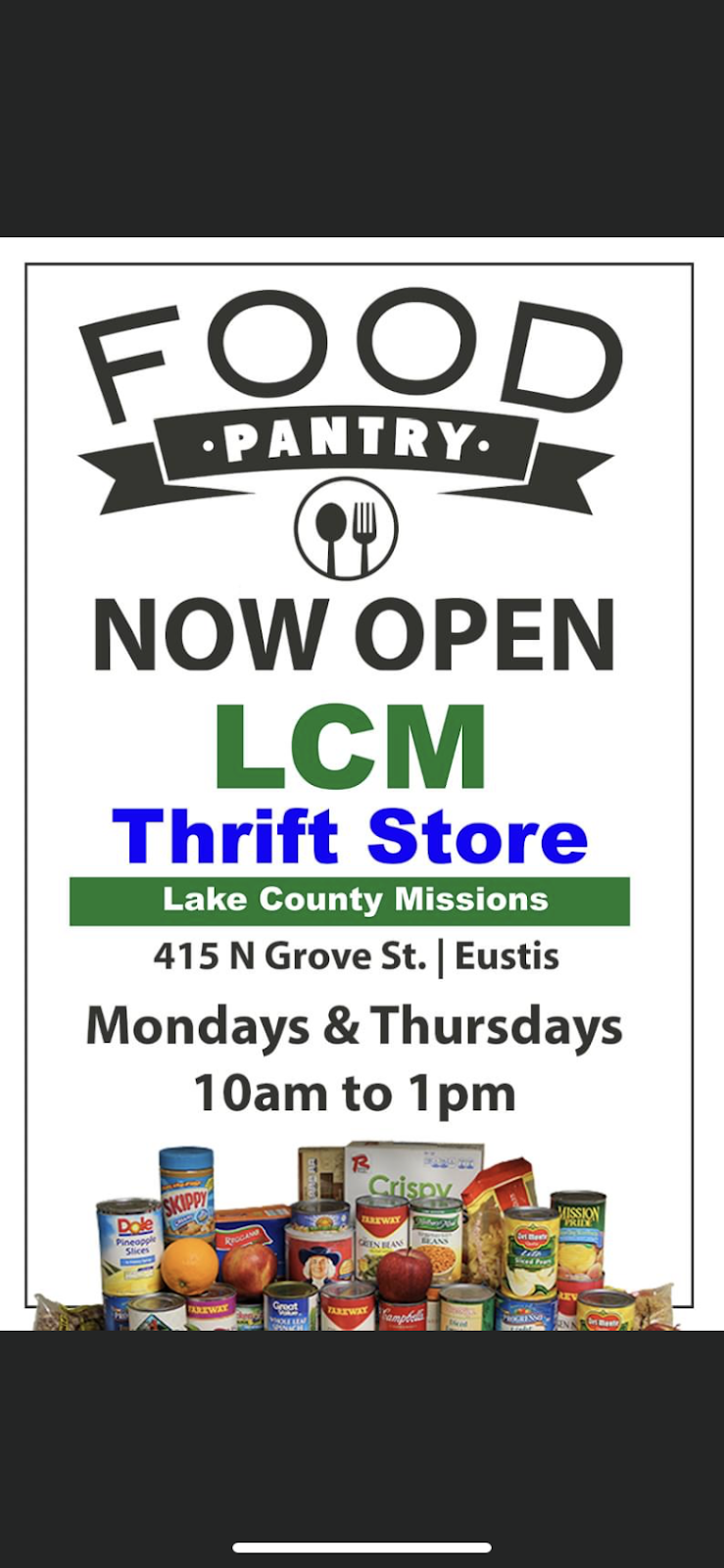 Lake County Missions Thrift Store | 415 N Grove St, Eustis, FL 32726, USA | Phone: (352) 357-7201