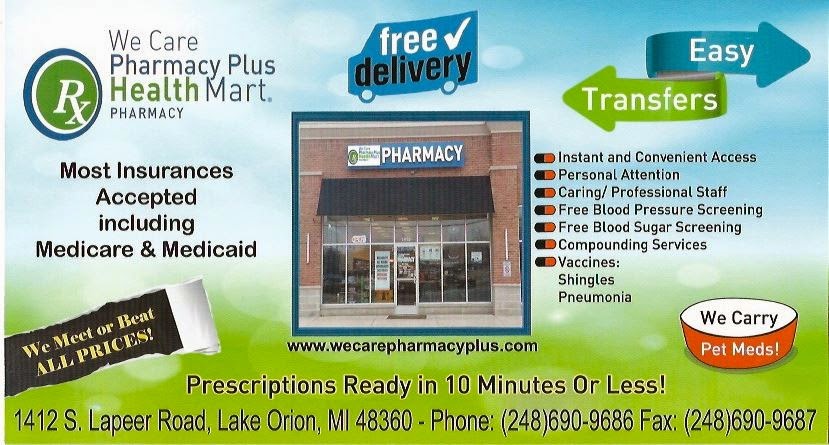 We Care Pharmacy Plus | 1412 S Lapeer Rd, Lake Orion, MI 48360, USA | Phone: (248) 690-9686