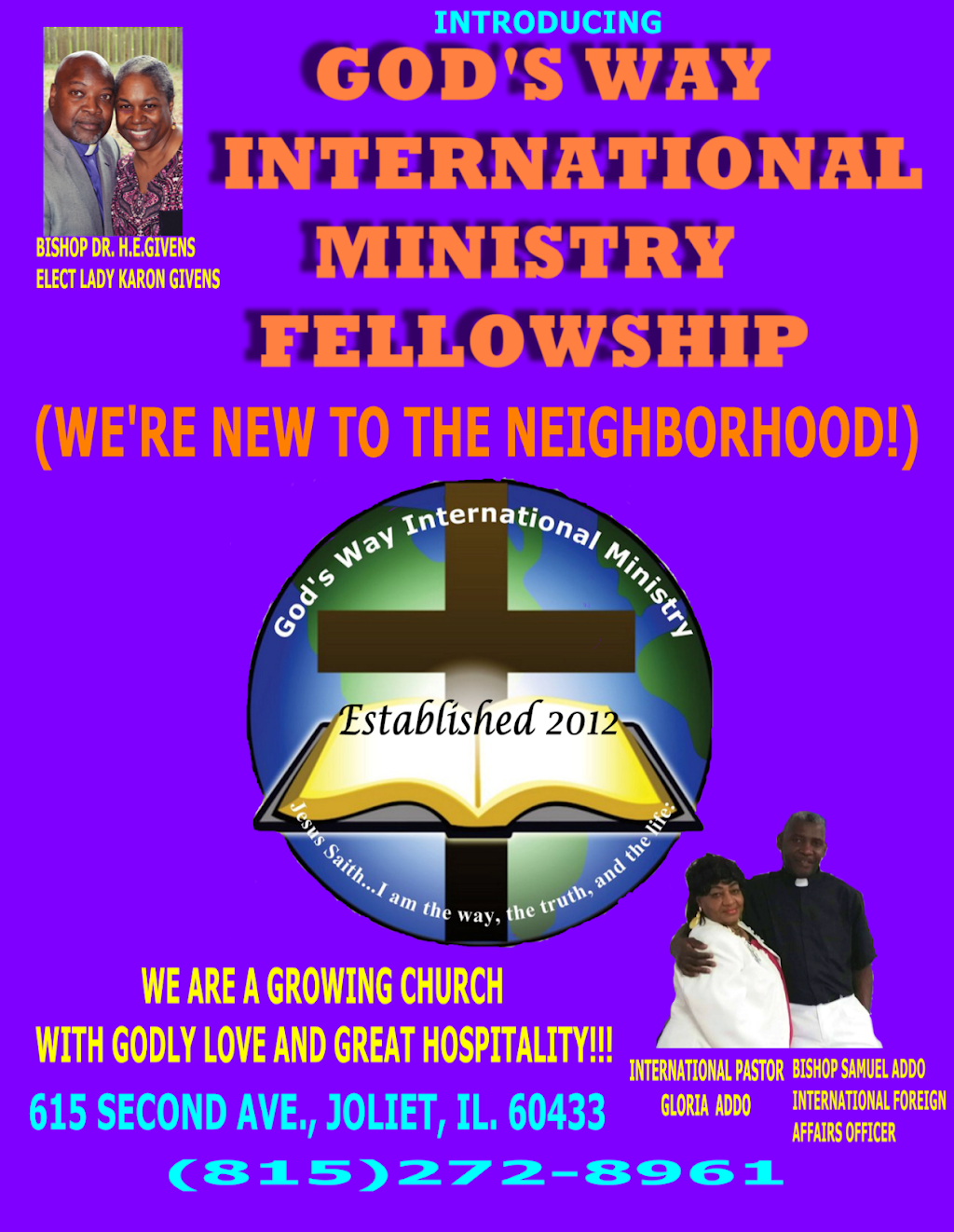 Gods Way International Ministry Fellowship | 615 2nd Ave, Joliet, IL 60433, USA | Phone: (779) 456-7885