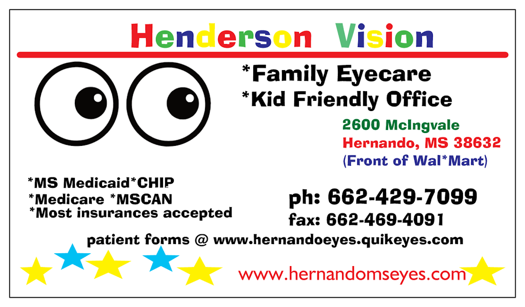 Henderson Vision Center EyeCare Clinic | 2600 McIngvale Rd, Hernando, MS 38632, USA | Phone: (662) 429-7099