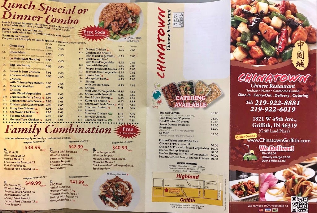 Chinatown Chinese Restaurant | 1821 W 45th St, Griffith, IN 46319, USA | Phone: (219) 922-8881