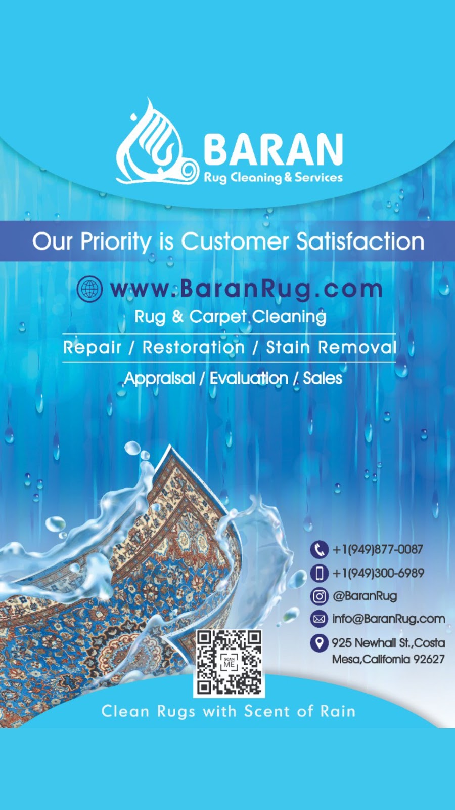 Baran Rug Cleaning & Services | 925 Newhall St, Costa Mesa, CA 92627 | Phone: (949) 300-6989