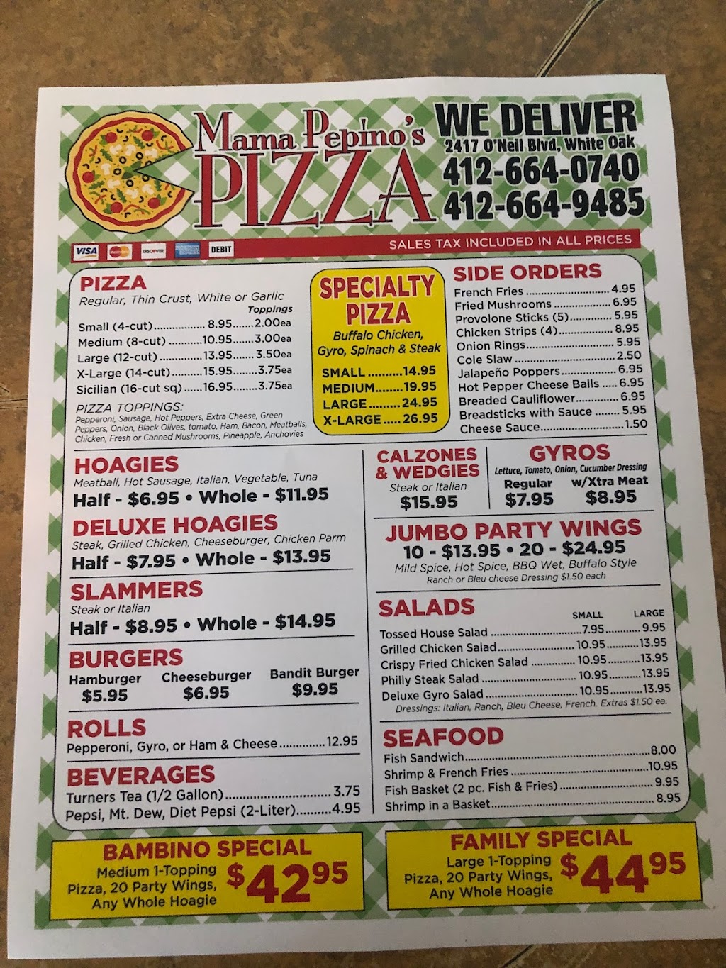 Mama Pepinos Pizza | 2417 Oneil Blvd, White Oak, PA 15131, USA | Phone: (412) 664-9485