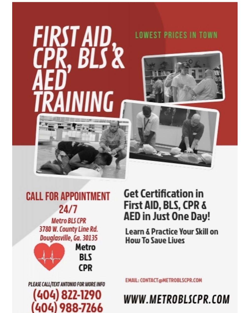 Metro BLS CPR Training Center | 3780 W County Line Rd suite d, Douglasville, GA 30135 | Phone: (404) 822-1290