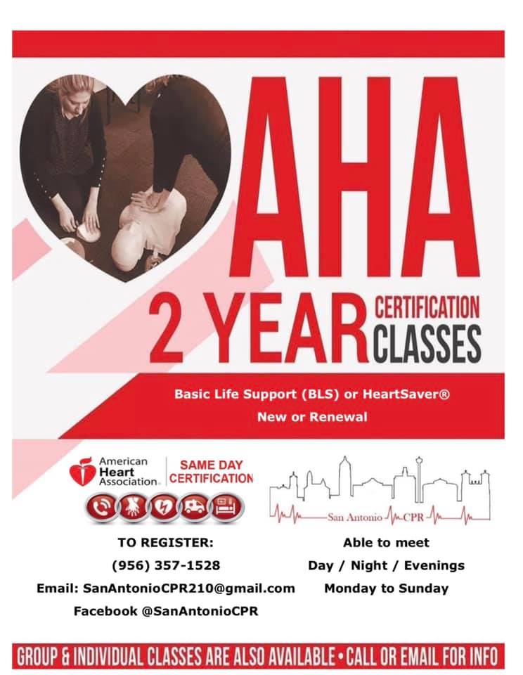 San Antonio CPR & First Aid | 10727 Butterfly Flat, San Antonio, TX 78254, USA | Phone: (956) 357-1528