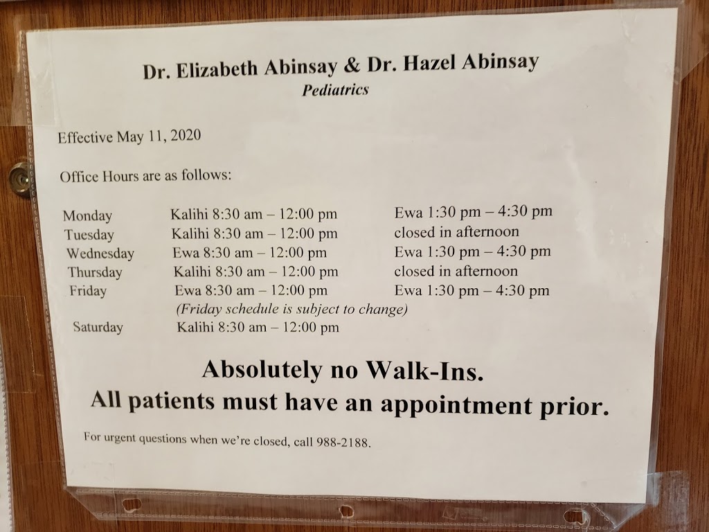 Abinsay Elizabeth L Dr Inc | 634 Kalihi St # 202, Honolulu, HI 96819, USA | Phone: (808) 841-3002