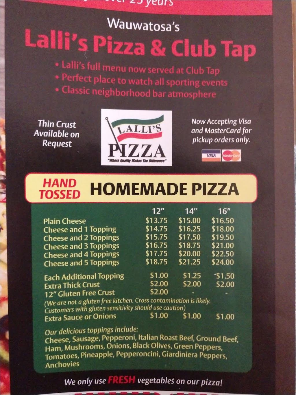 Lallis Pizza | 8826 W North Ave, Wauwatosa, WI 53226, USA | Phone: (414) 774-9838