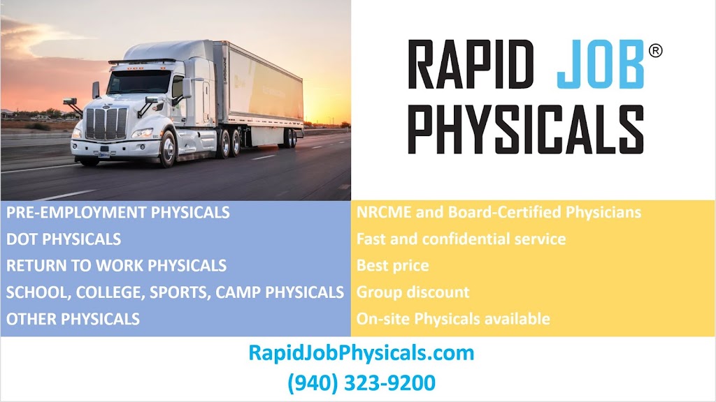 Rapid Job Physicals LLC | 2215 S Loop 288 Suite 410, Denton, TX 76205, USA | Phone: (940) 323-9200