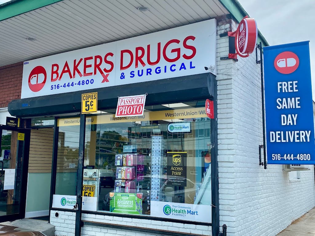 Bakers Drugs & Surgical - Elmont | 500A Elmont Rd Corner of Village Ave &, Elmont Rd, Elmont, NY 11003 | Phone: (516) 444-4800