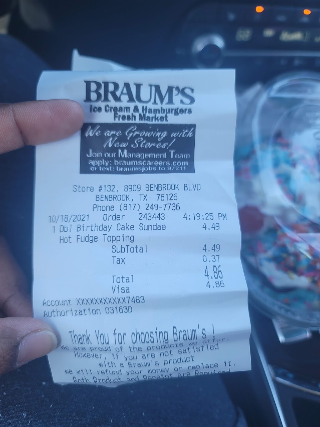 Braums Ice Cream & Dairy Store | 8909 Benbrook Blvd, Benbrook, TX 76126, USA | Phone: (817) 249-7736