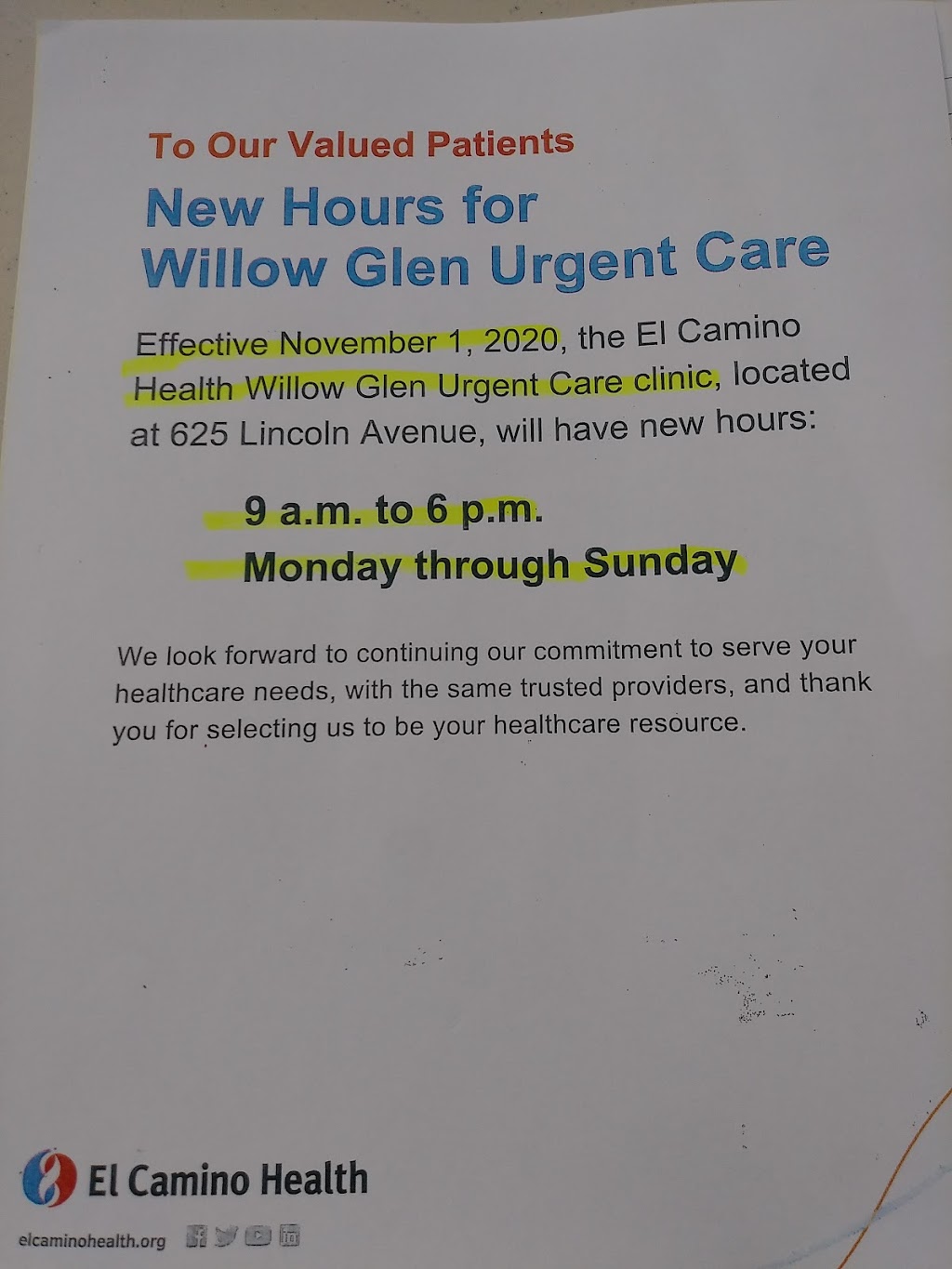 Willow Glen Urgent & Primary Care Clinics | 625 Lincoln Ave, San Jose, CA 95126, USA | Phone: (408) 871-5260